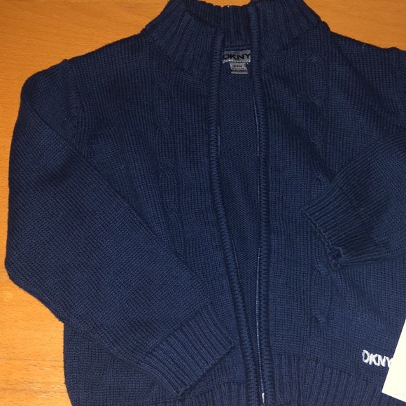 DKNY SWEATER- NWT TODDLER Blue ZIP UP sweater - Picture 6 of 8